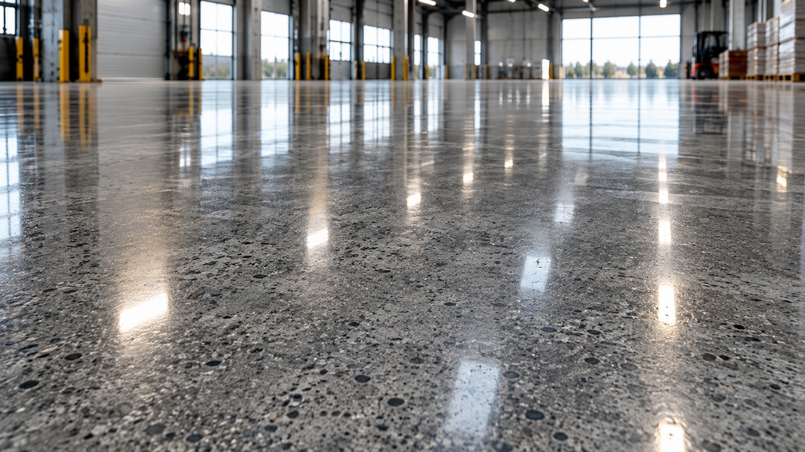 İşlem sonrası parlatılmış beton zemin